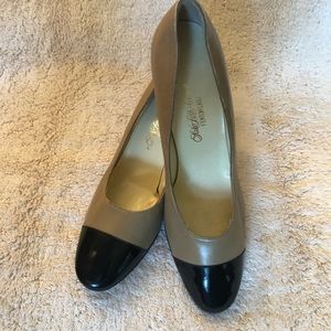 Saks Fifth Avenue “Fenton” Calf and Patent High-Heel Shoes